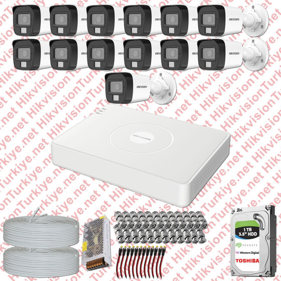 Hikvision 13 Kameralı Colorvu Hibrit Güvenlik Kamerası